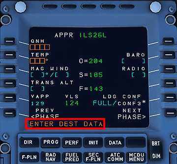 ENTER DEST DATA Message on the MCDU